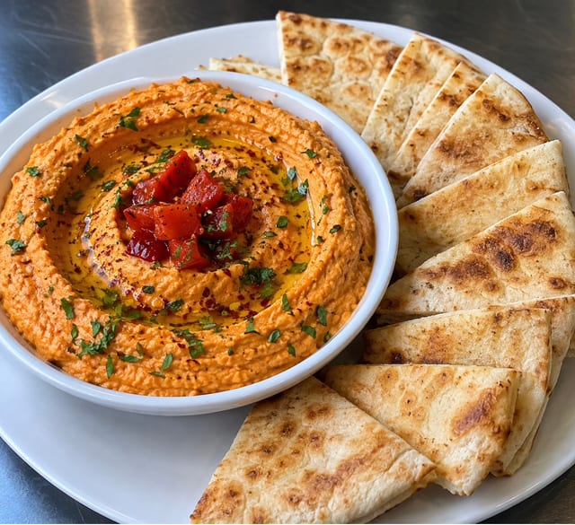Roasted Red Pepper Hummus.
