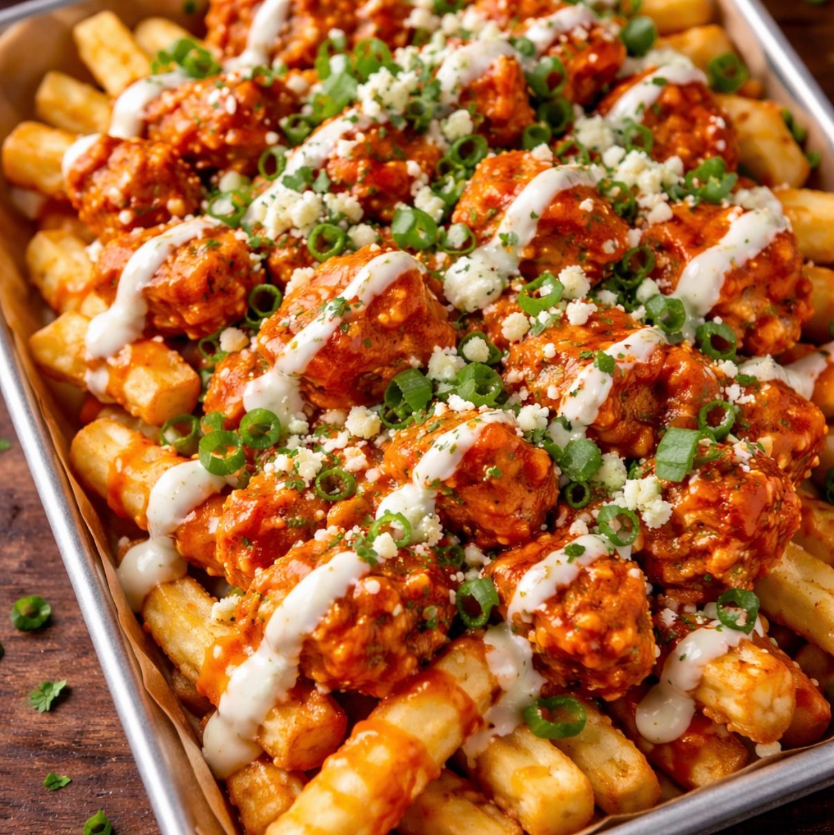 Loaded Buffalo Chicken Fries.