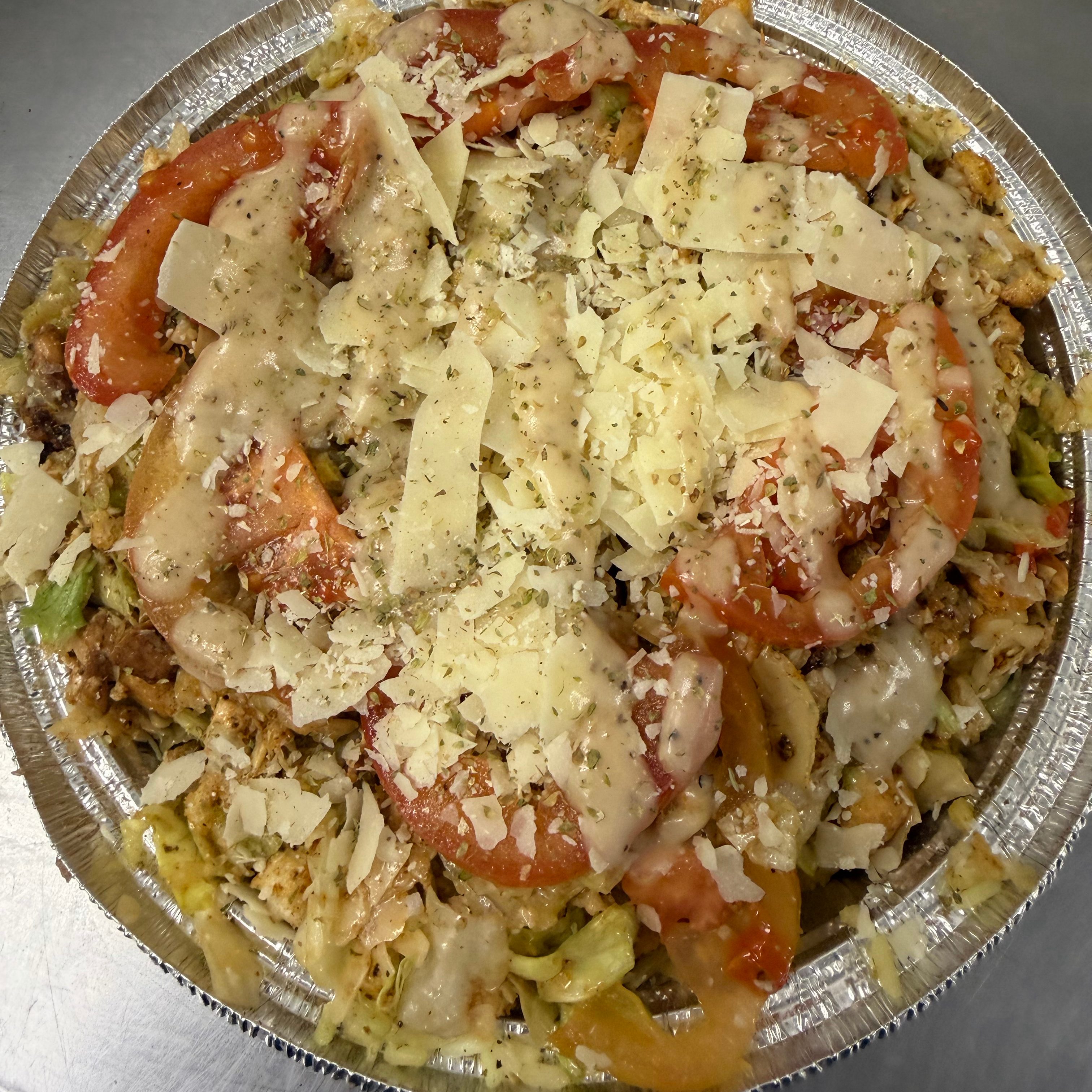 Chopped Chicken Caesar Gyro Bowl.