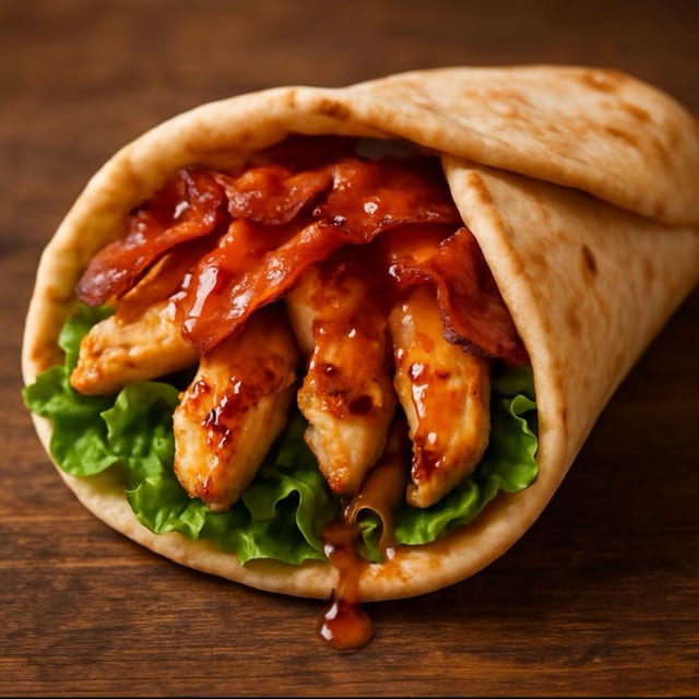 Chicken Bacon Hot Honey Gyro.