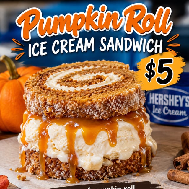 Pumpkin Roll Ice Cream Sandwich.