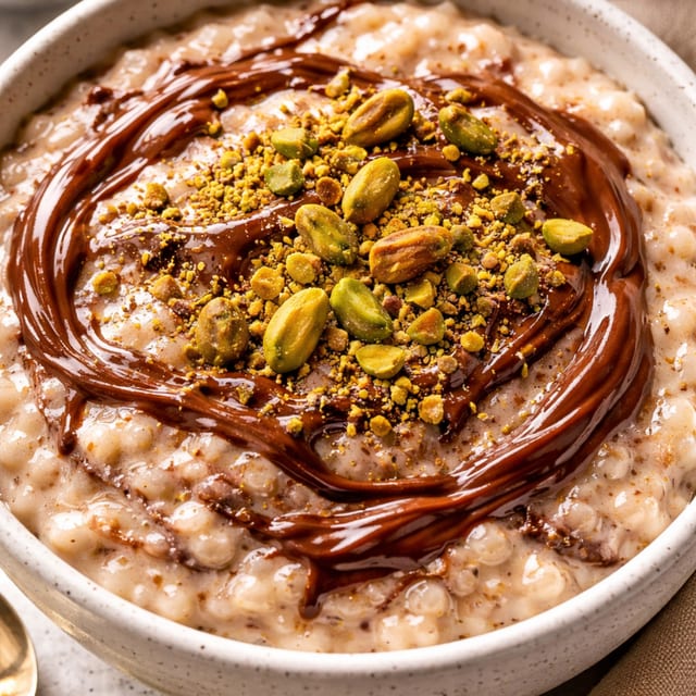 Nutella pistachio Rice Pudding.